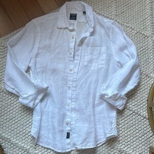 Todd Snyder slim fit linen point collar LS shirt white M NWT